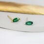 Sterling Silver Marquise Emerald Green Stud Earrings, thumbnail 2 of 11