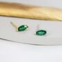 Sterling Silver Marquise Emerald Green Stud Earrings, thumbnail 2 of 12