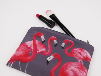 Flock Of Flamingos Printed Silk Zipped Bag, 4 of 5