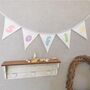 Summer House Bunting Flags, Pastel Rainbow Fabric Bunting, Personalised Name Banner For Child's Bedroom, Decorative Garland, thumbnail 1 of 9