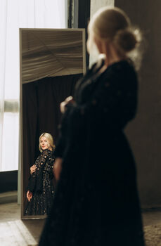 Black Lace Wedding Dress With Bell Sleeves And Train, 12 of 12