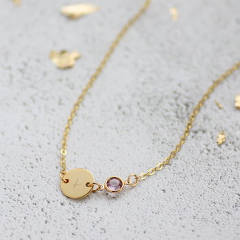 Personalised Gold Plated Disc Birthstone Necklace, 3 of 7