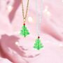 Green Bubble Glass Christmas Tree Necklace, thumbnail 1 of 5