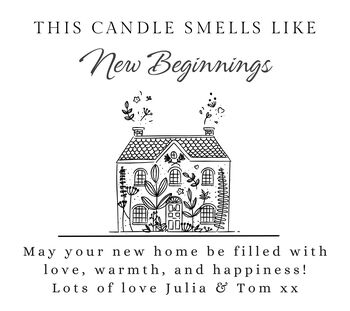 New Home Gift, New Beginnings Personalised First Home Candle, 4 of 6