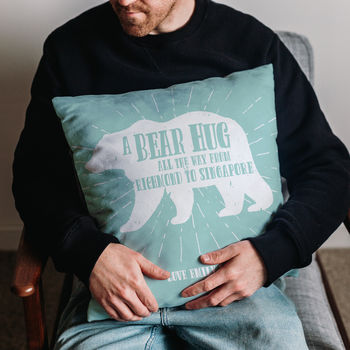 'A Bear Hug From' Personalised Locations Cushion, 2 of 9