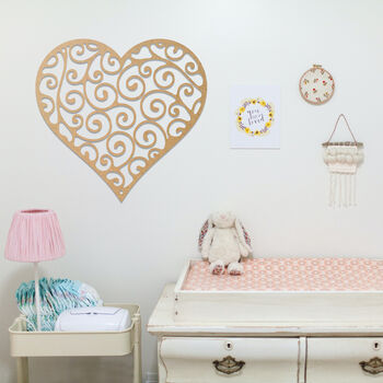 Wooden Swirl Heart Wall Art Gift For Home Or Anniversary, 9 of 9