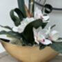 Large Pink Cymbidium Orchid In Gold Bowl, thumbnail 4 of 8