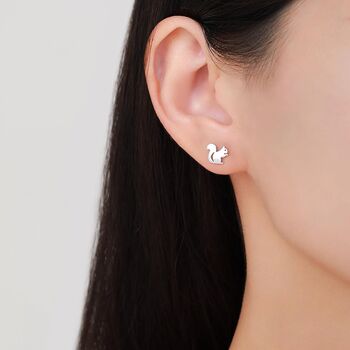 Sterling Silver Squirrel Stud Earrings, 11 of 11