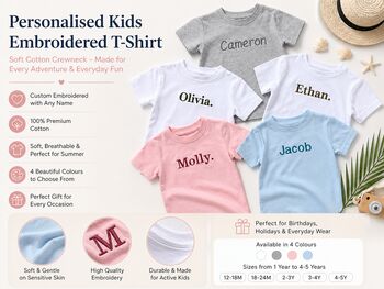 Birthday Personalised Premium Crewneck T Shirt Cotton Boys Girls, 3 of 12