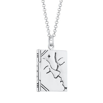 The Lovers Kiss Engraved Silver Locket Necklace, 7 of 11