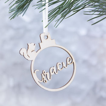 Personalised Squirrel Name Christmas Bauble Decoration, 2 of 4