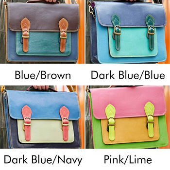 Multicoloured Recycled Leather Satchel, 2 of 9