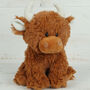 Personalised Small Highland Coo Cow Soft Toy Brown, thumbnail 1 of 5