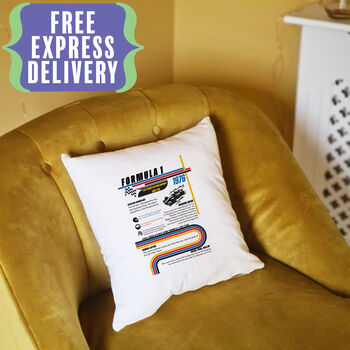 Personalised F1 Cushion Birthday Gift For All Seasons, 5 of 11