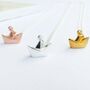 Sterling Silver Origami Boat Necklace, thumbnail 1 of 7