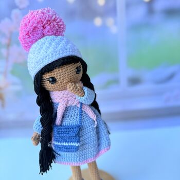 Handmade Crochet Dark Skin Doll, 3 of 12