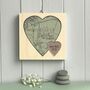 Double Painted Heart Shaped Map Print On Wood, thumbnail 3 of 10