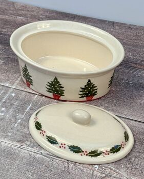 Christmas Tree Patterned Butter Dish, 2 of 3