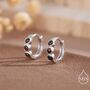 Sterling Silver Dainty Black Opal Huggie Hoops, thumbnail 1 of 11
