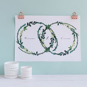 Personalised Wedding And Anniversary Wreath Print, 3 of 11