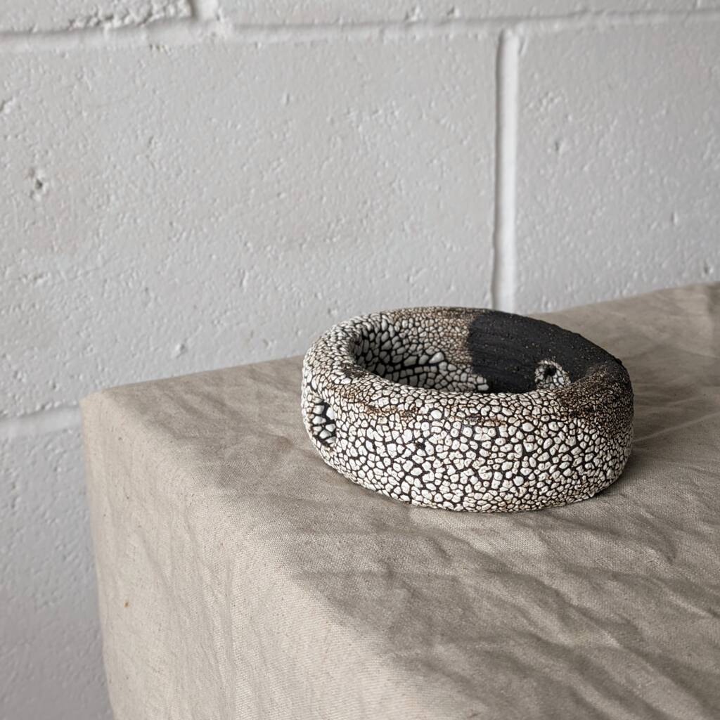 Black Clay Handmade Doughnut Vase By Rebecca Ridley Ceramics