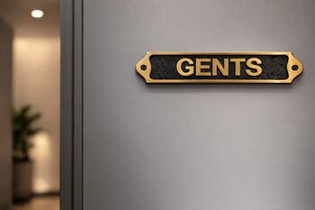 Classic Brass Gents Toilet Door Plaque With Black Finish, 6 of 7