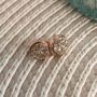 Round 18k Rose Gold Plated Rose Druzy Crystal Studs, thumbnail 2 of 5