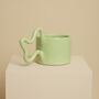 Green Handmade Ceramic Mug With Wiggle Handle, thumbnail 4 of 6