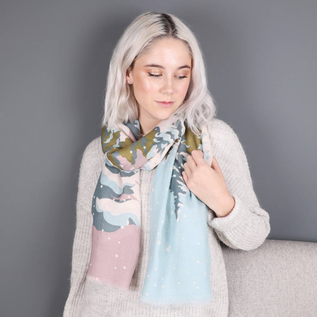 powder design 'skiing mice' print scarf by lisa angel