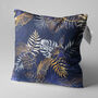 Dark Blue Tropical Leaf Themed Soft Cushion Cover, thumbnail 3 of 7