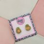 Avocado Glitter Resin Studs / Brunch Accessories / Cute Statement Jewellery / Handmade Accessories, thumbnail 4 of 5