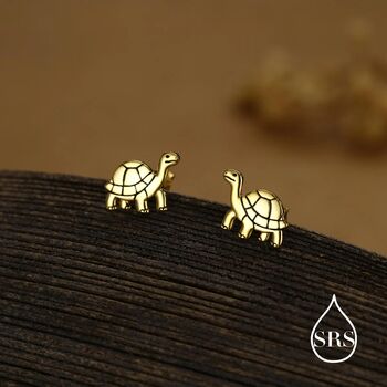 Sterling Silver Tortoise Stud Earrings, 3 of 12