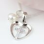 Personalised Child's Christening Cross In Heart Pendant, thumbnail 2 of 4