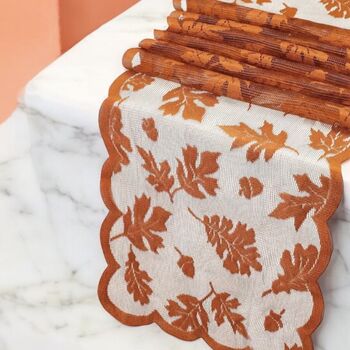 Burnt Orange Lace Leaf Autumn Table Runner, 5 of 7