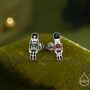 Sterling Silver Mismatched Nutcracker And British Guard Stud Earrings, thumbnail 1 of 12