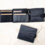 Personalised Black Leather Wallet Trifold Rfid, thumbnail 1 of 7