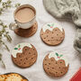 Personalised Wooden Christmas Pudding Coaster Set, thumbnail 1 of 4