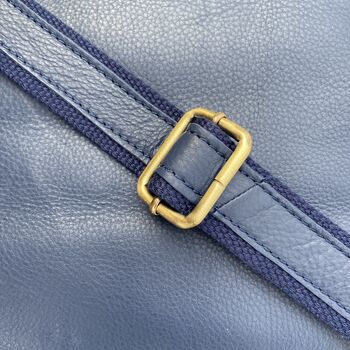 Navy Blue Soft Leather Travel Bag, Holdall, Flight Bag, 5 of 6