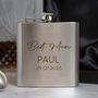 Personalised 6oz Silver Script Best Man Groomsman Hip Flask, thumbnail 1 of 6