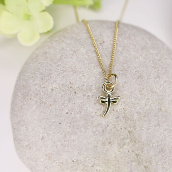Solid 14ct Gold Mini Dragonfly Necklace, 3 of 4