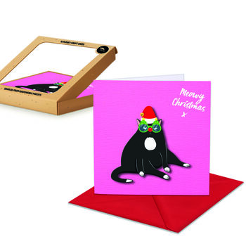 Christmas Grumpy Santa Cat Pack Of 10 Cards, 2 of 3