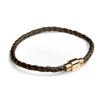 Personalised Rose Gold Plated Clasp Leather Bracelet, 6 of 6