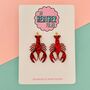 Lobster Red Glitter Earrings, thumbnail 1 of 1