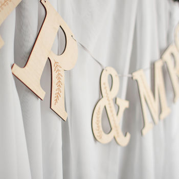 Mr And Mrs Bunting In Wooden Letters For Wedding, 2 of 6