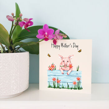 Illustrated Cute Pig Mother's Day Card, 2 of 4