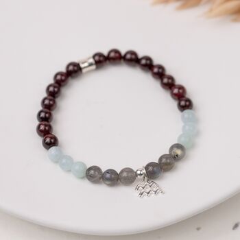 Aquarius Birthstone Bracelet With Gemstones And Sterling Silver Zodiac Charm, 2 of 4