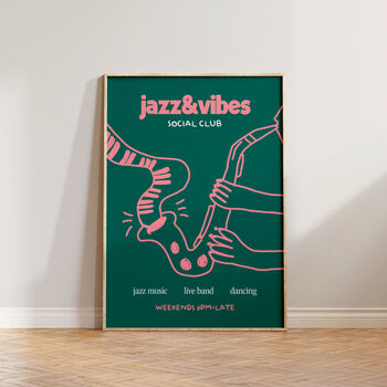Jazz And Vibes Social Club Illustration Music Print, 10 of 11