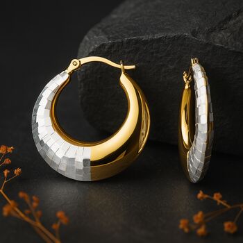 Large Gold Plated Sterling Silver Hinged Disco Hoop Earrings, 3 of 5