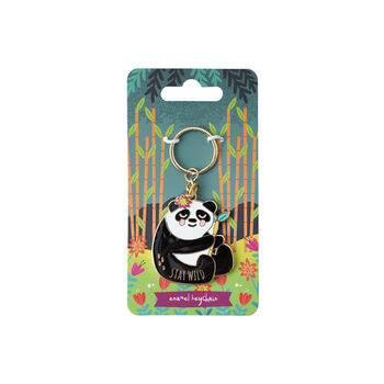 Panda 'Stay Wild' Enamel Keychain Keyring, 3 of 3