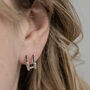 Sterling Silver Black Cz Double Hoop Huggies, thumbnail 1 of 6
